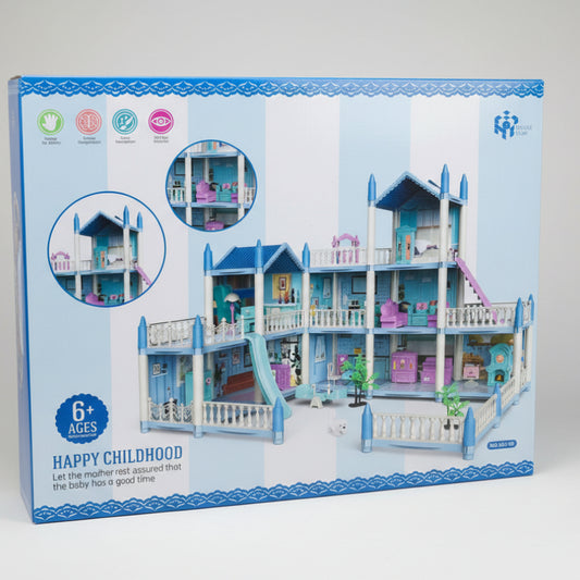 Happy Hand Luxury Blue Doll House Playset for Kids