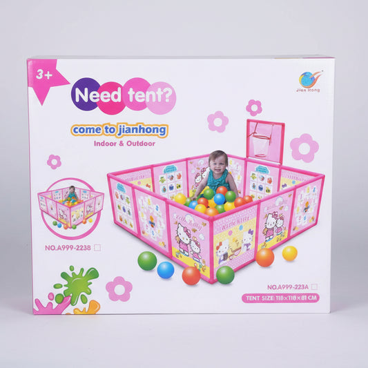 Kids Indoor & Outdoor Play Tent Ball Pit with Basketball Hoop