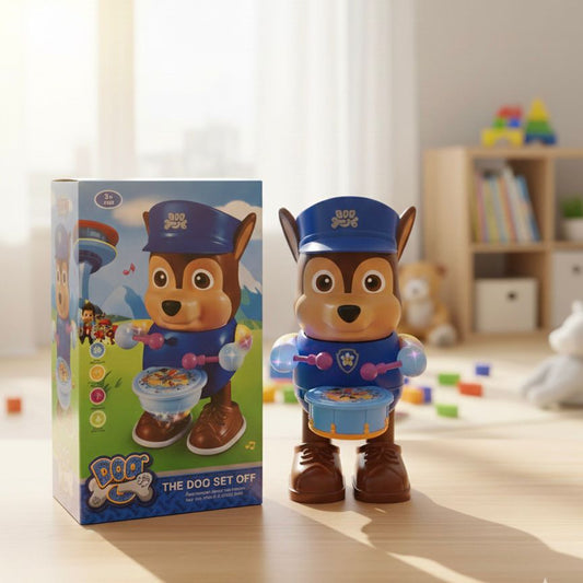 Dancing Dog Set Off Musical Toy Drummer