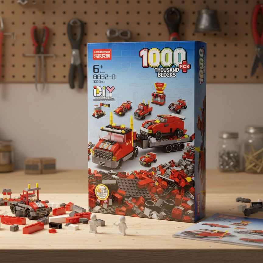 1000+ Piece DIY Construction Blocks Set – Ultimate Vehicle Fleet & Transporter Truck