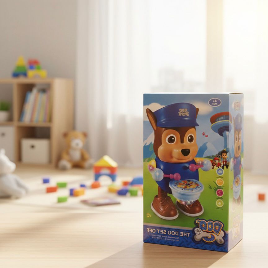 Dancing Dog Set Off Musical Toy Drummer